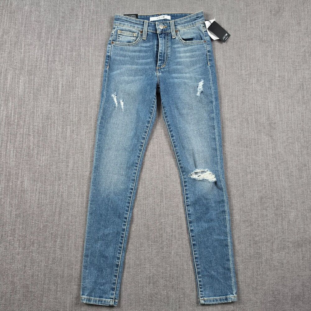 Joe's Jeans The Flawless Mid Rise Skinny Ankle Jeans Womens 24 Distressed Blue